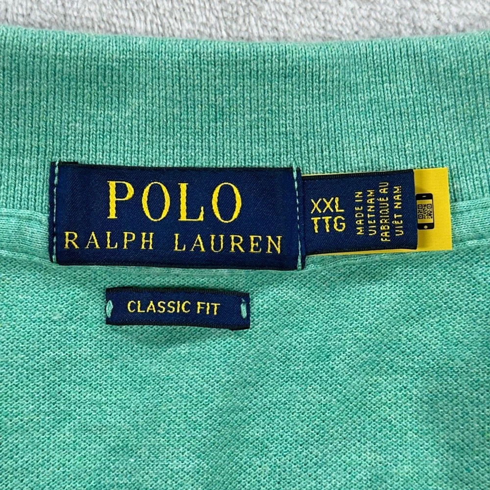Polo Ralph Lauren Polo Shirt Mens XXL Green Classic Fit Iconic Mesh Pink Pony